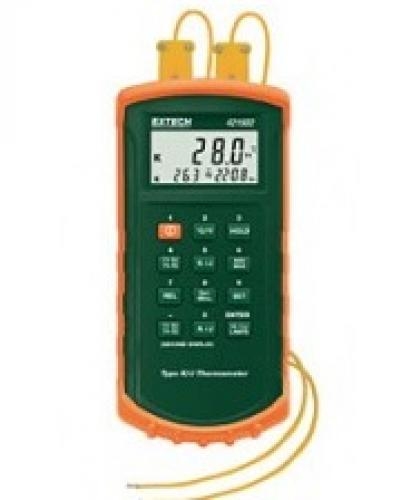Termometru cu doua intrari tip J/K si alarma - EXTECH