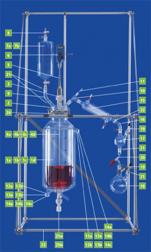 LENZ Sistem de reacție/distilare, reactor cu condensator descendent, sticlă DURAN